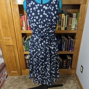 Blue and White dress with tie waist